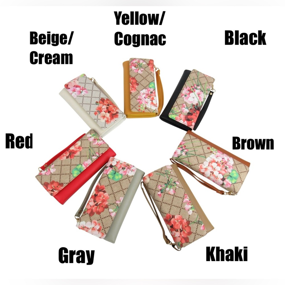 🌺 NWT! Floral Double Pocket Vegan Leather Wallet